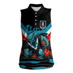 Personalised Port Adelaide Power ANZAC Women Sleeveless Polo Shirt Military Remembrance Australian Football Mascot Camouflage