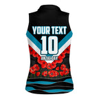Personalised Port Adelaide Power ANZAC Women Sleeveless Polo Shirt Military Remembrance Australian Football Mascot Camouflage