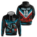 Personalised Port Adelaide Power ANZAC Zip Hoodie Military Remembrance Australian Football Mascot Camouflage