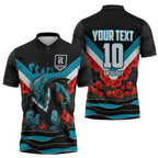 Personalised Port Adelaide Power ANZAC Zipper Polo Shirt Military Remembrance Australian Football Mascot Camouflage