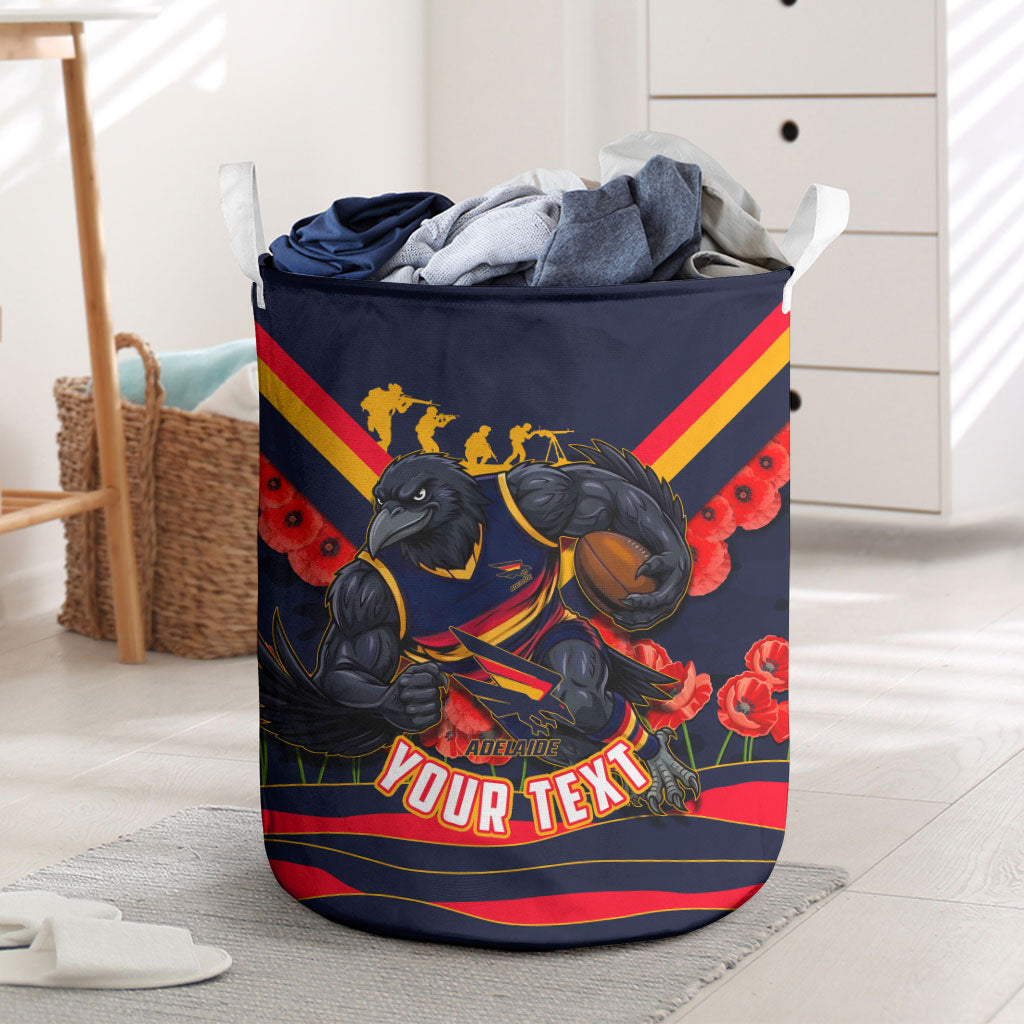 Personalised Adelaide Crows ANZAC Laundry Basket Military Remembrance Australian Football Mascot Camouflage