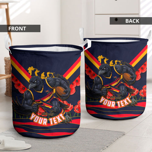 Personalised Adelaide Crows ANZAC Laundry Basket Military Remembrance Australian Football Mascot Camouflage