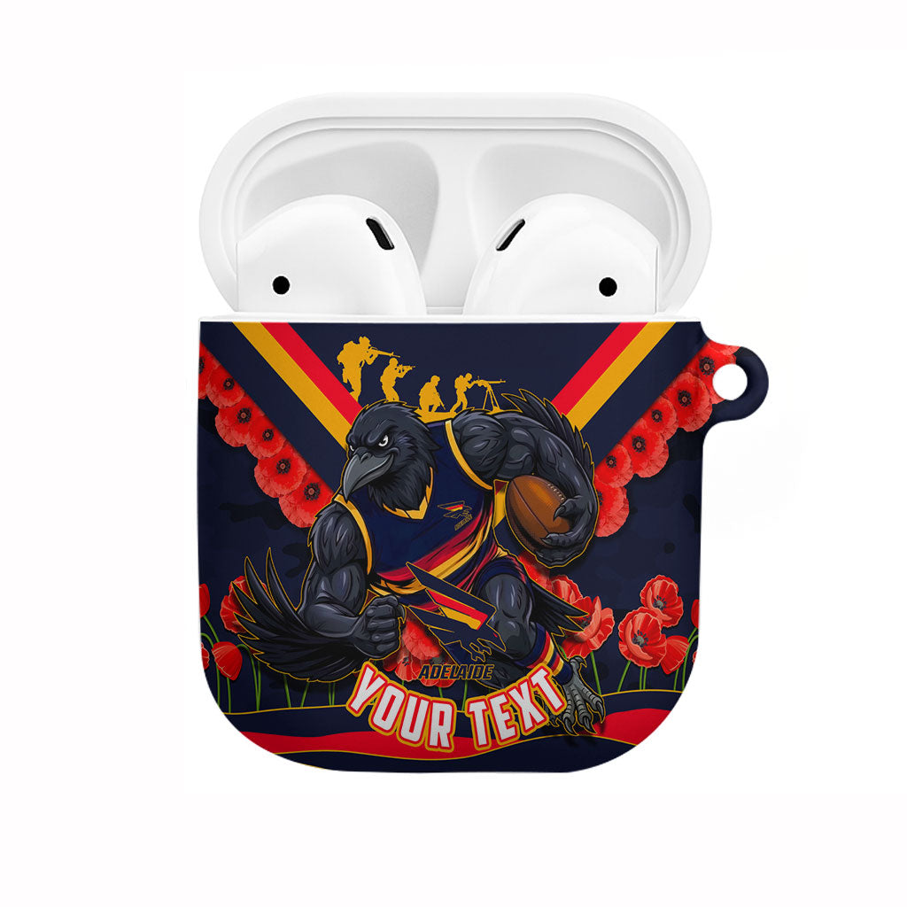 Personalised Adelaide Crows ANZAC AirPods Case Military Remembrance Australian Football Mascot Camouflage