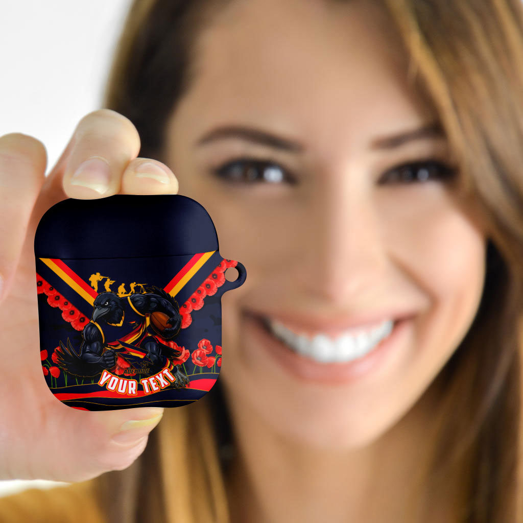 Personalised Adelaide Crows ANZAC AirPods Case Military Remembrance Australian Football Mascot Camouflage