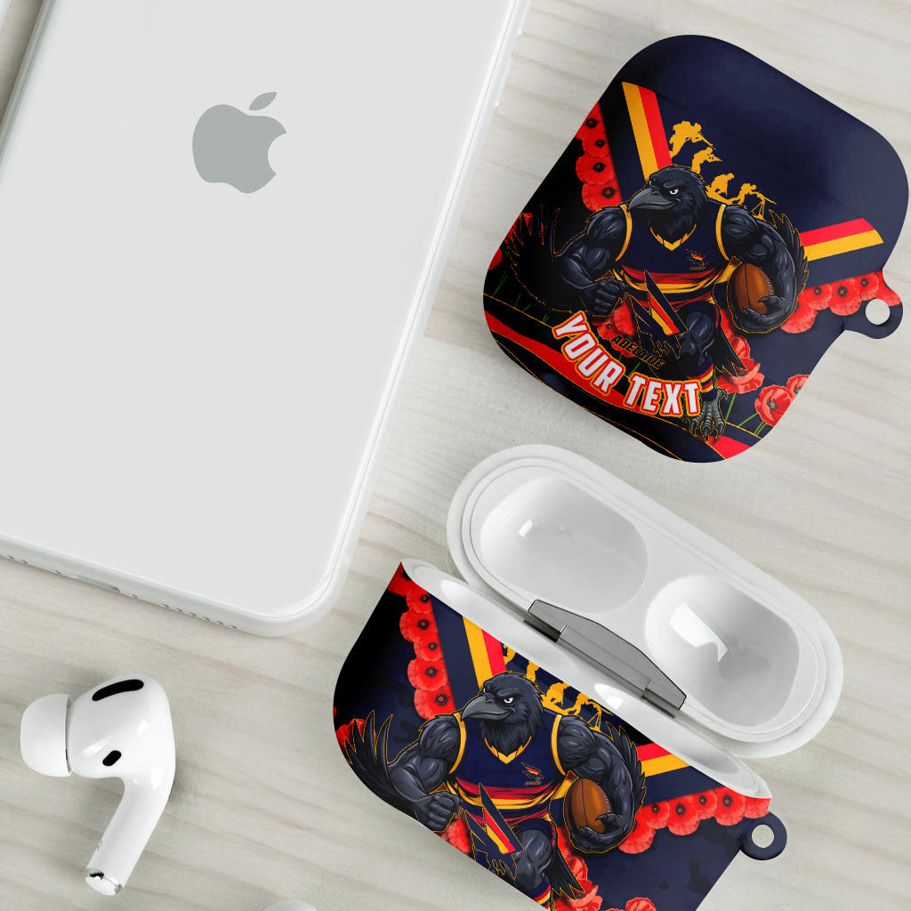 Personalised Adelaide Crows ANZAC AirPods Case Military Remembrance Australian Football Mascot Camouflage