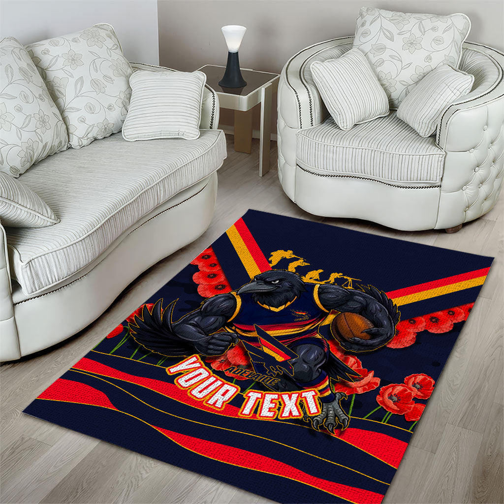 Personalised Adelaide Crows ANZAC Area Rug Military Remembrance Australian Football Mascot Camouflage