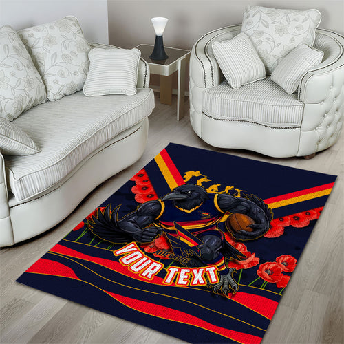 Personalised Adelaide Crows ANZAC Area Rug Military Remembrance Australian Football Mascot Camouflage