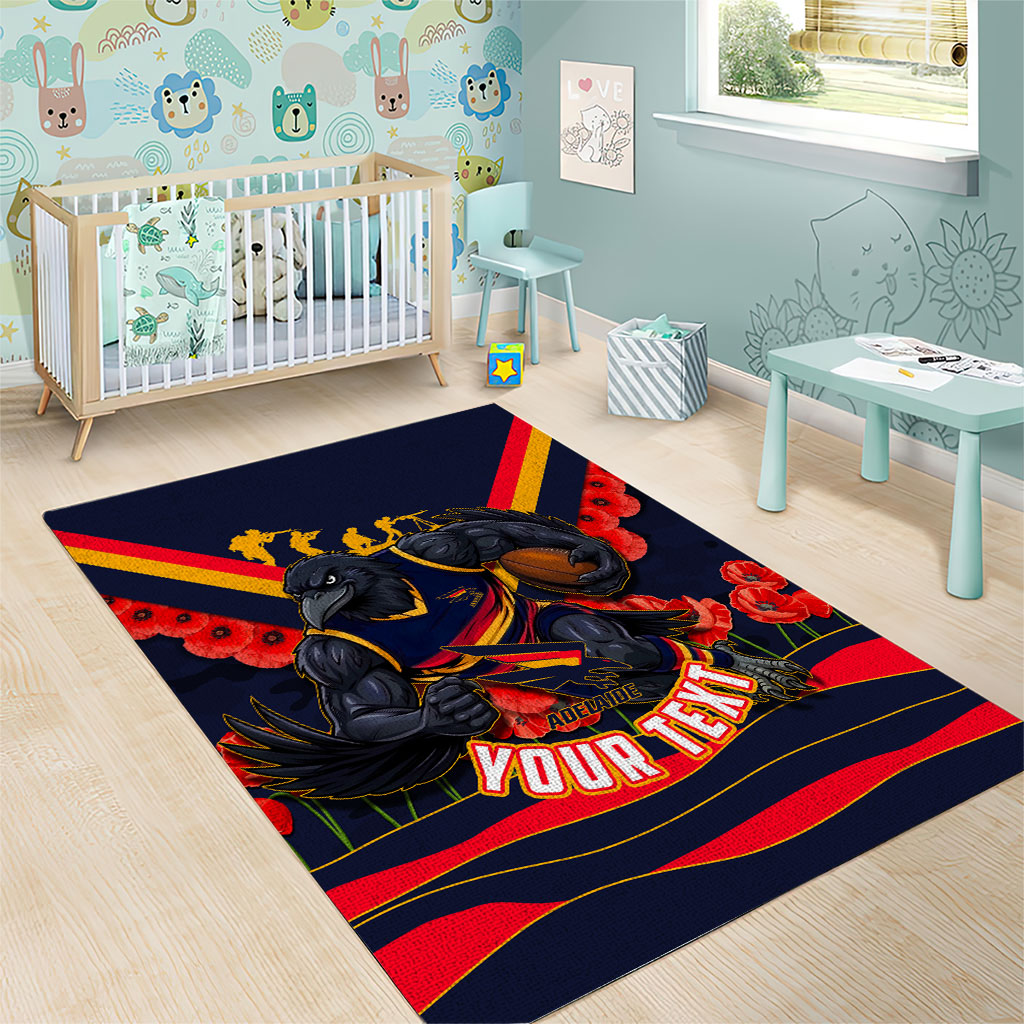 Personalised Adelaide Crows ANZAC Area Rug Military Remembrance Australian Football Mascot Camouflage