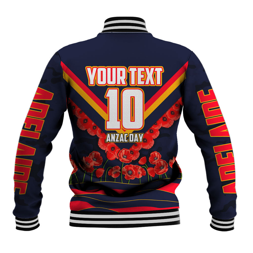 Personalised Adelaide Crows ANZAC Baseball Jacket Military Remembrance Australian Football Mascot Camouflage