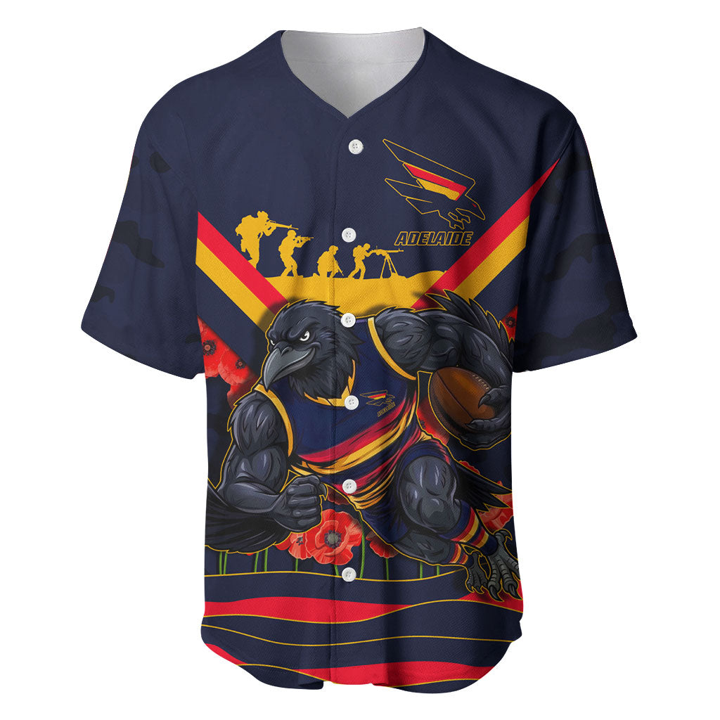 Personalised Adelaide Crows ANZAC Baseball Jersey Military Remembrance Australian Football Mascot Camouflage