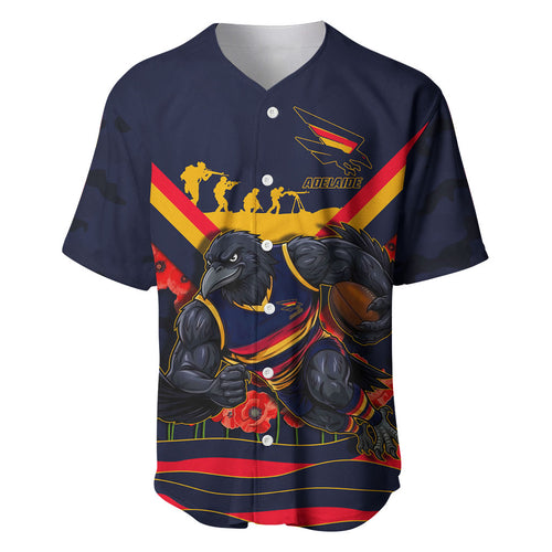 Personalised Adelaide Crows ANZAC Baseball Jersey Military Remembrance Australian Football Mascot Camouflage