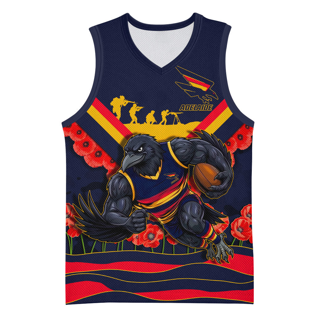 Personalised Adelaide Crows ANZAC Basketball Jersey Military Remembrance Australian Football Mascot Camouflage
