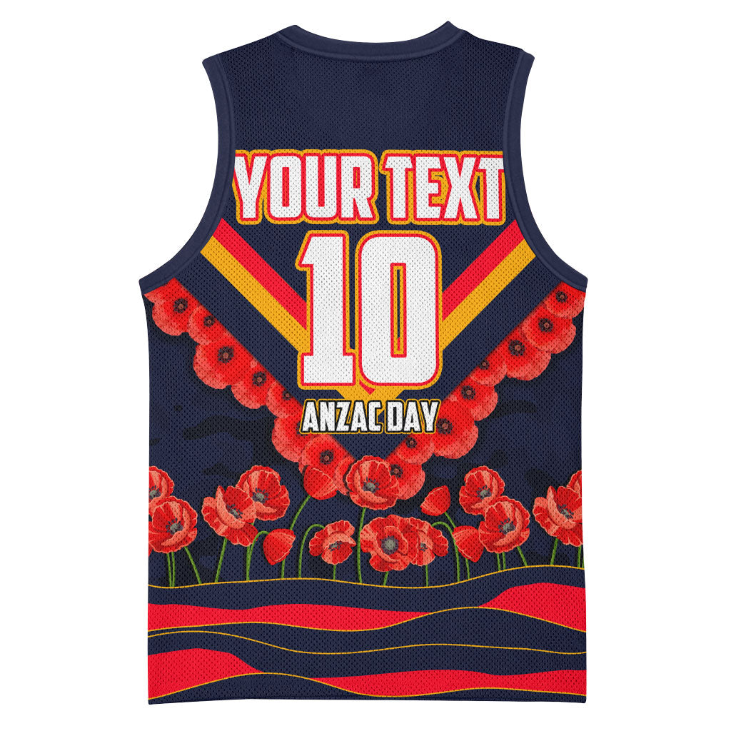 Personalised Adelaide Crows ANZAC Basketball Jersey Military Remembrance Australian Football Mascot Camouflage