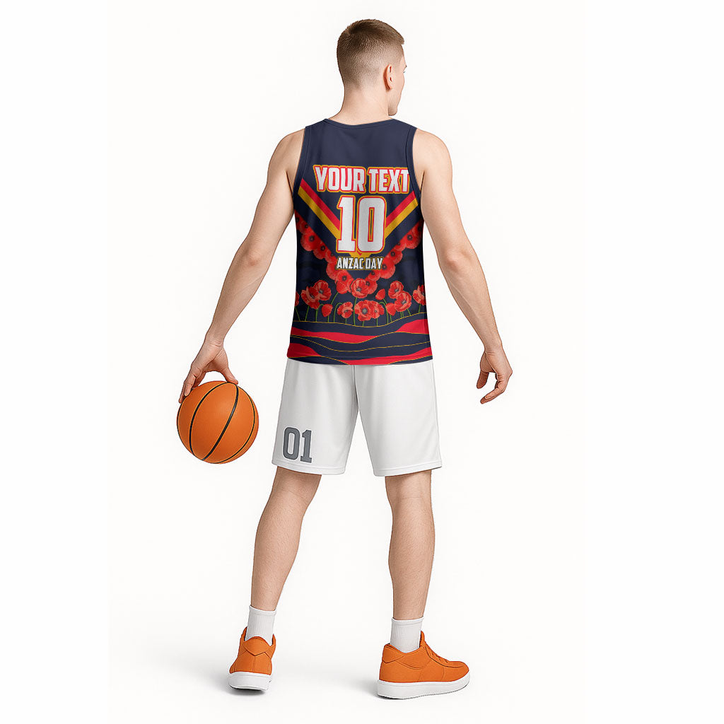 Personalised Adelaide Crows ANZAC Basketball Jersey Military Remembrance Australian Football Mascot Camouflage