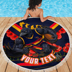 Personalised Adelaide Crows ANZAC Beach Blanket Military Remembrance Australian Football Mascot Camouflage
