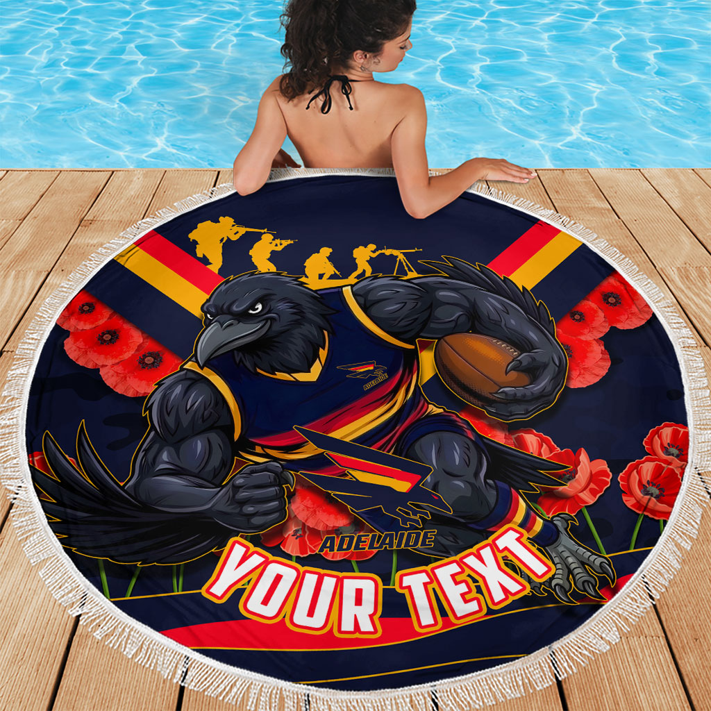 Personalised Adelaide Crows ANZAC Beach Blanket Military Remembrance Australian Football Mascot Camouflage