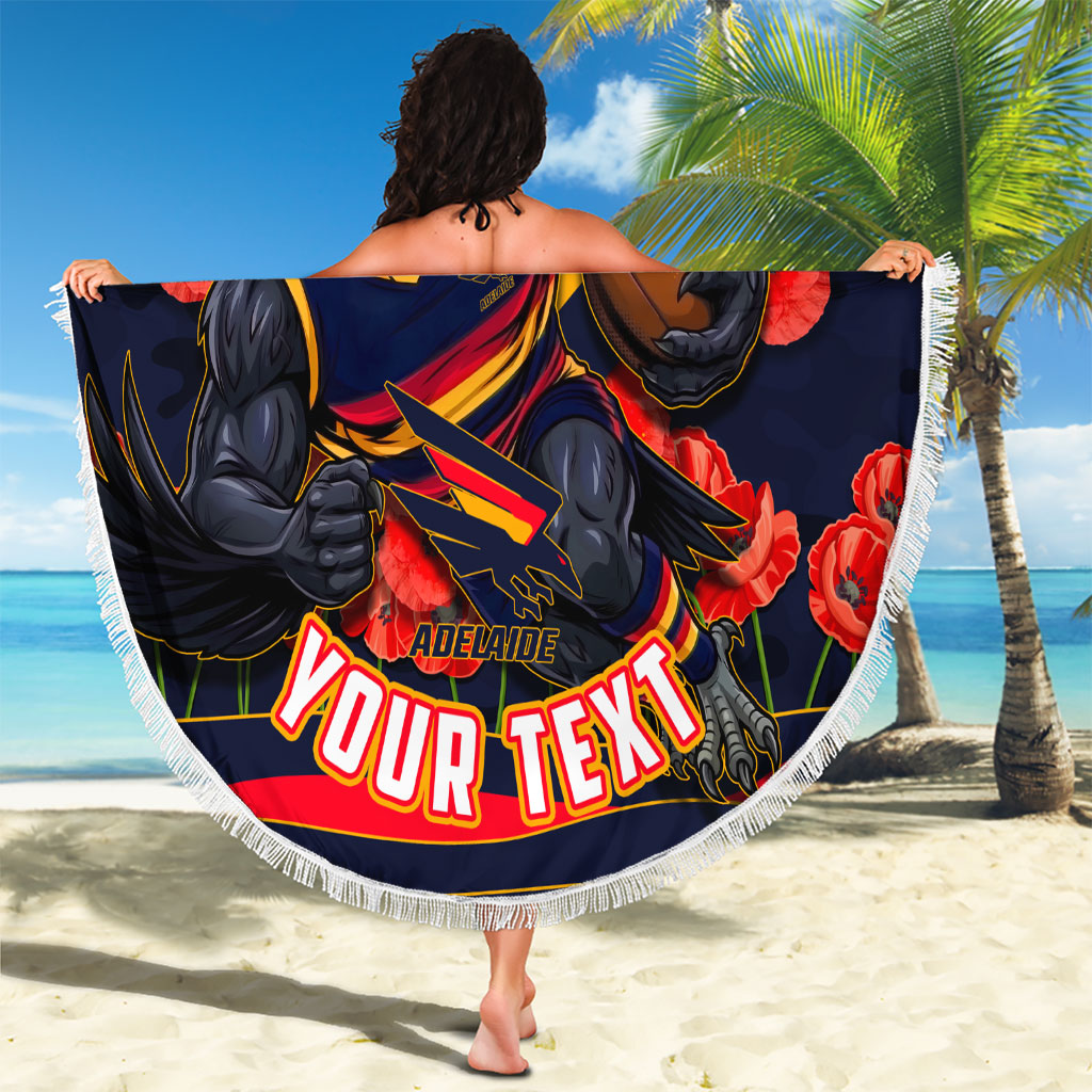 Personalised Adelaide Crows ANZAC Beach Blanket Military Remembrance Australian Football Mascot Camouflage