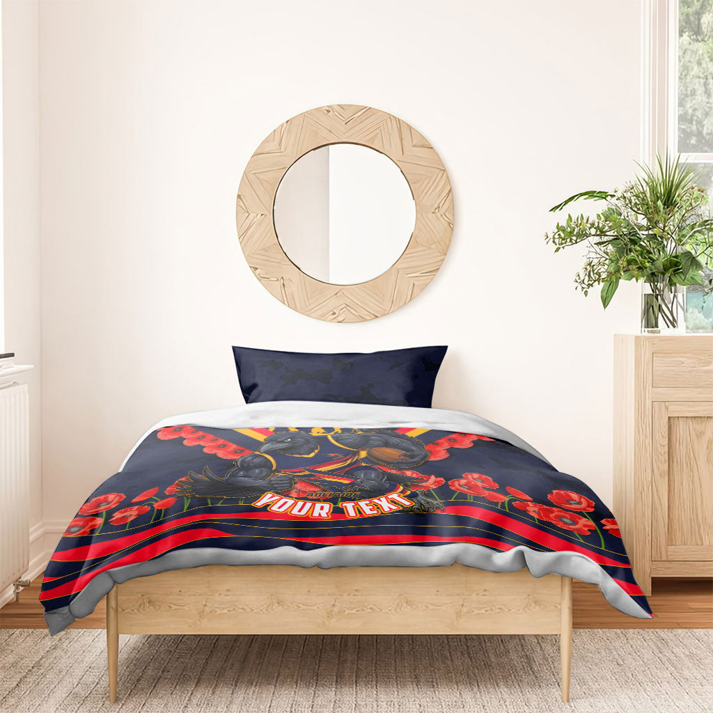 Personalised Adelaide Crows ANZAC Bedding Set Military Remembrance Australian Football Mascot Camouflage