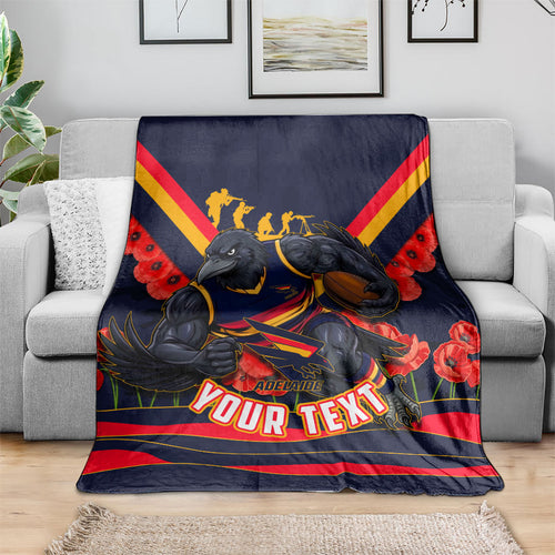Personalised Adelaide Crows ANZAC Blanket Military Remembrance Australian Football Mascot Camouflage