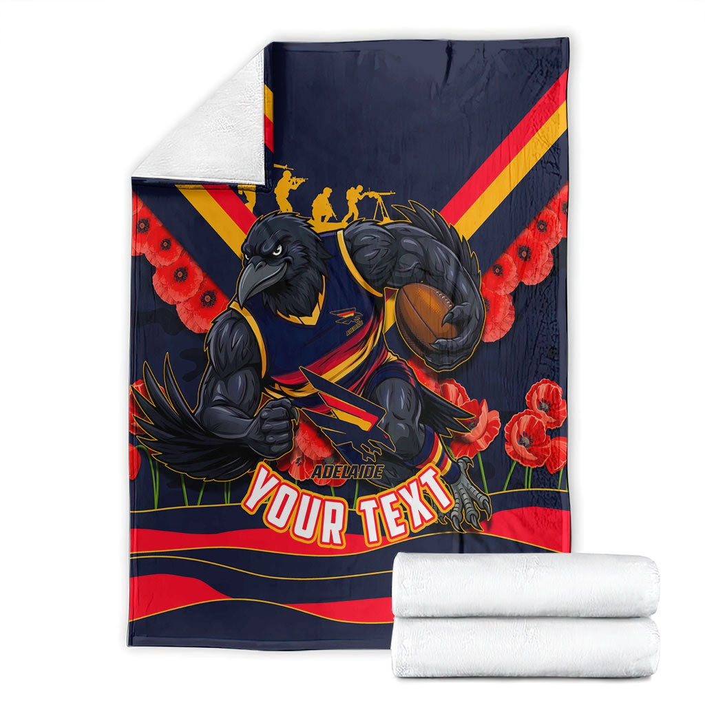 Personalised Adelaide Crows ANZAC Blanket Military Remembrance Australian Football Mascot Camouflage