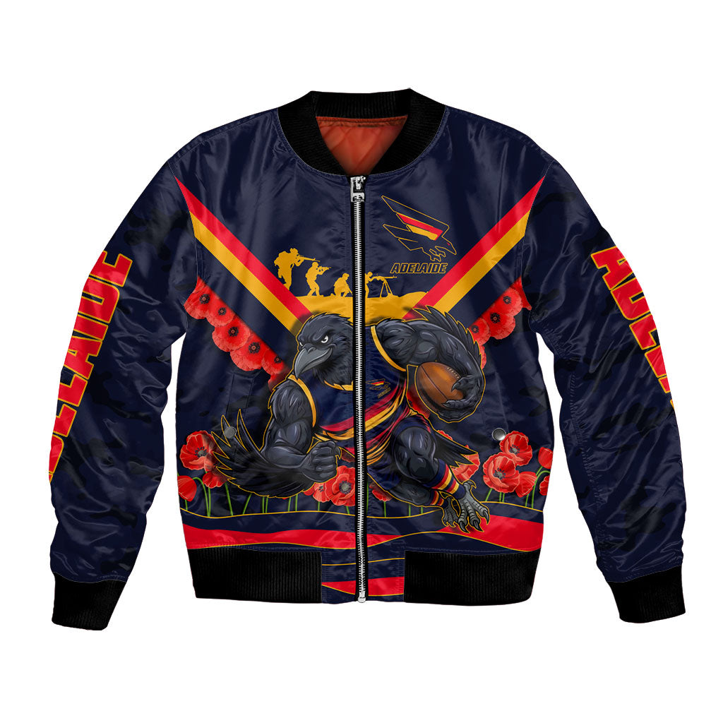Personalised Adelaide Crows ANZAC Bomber Jacket Military Remembrance Australian Football Mascot Camouflage