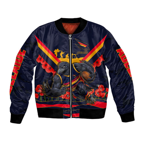 Personalised Adelaide Crows ANZAC Bomber Jacket Military Remembrance Australian Football Mascot Camouflage