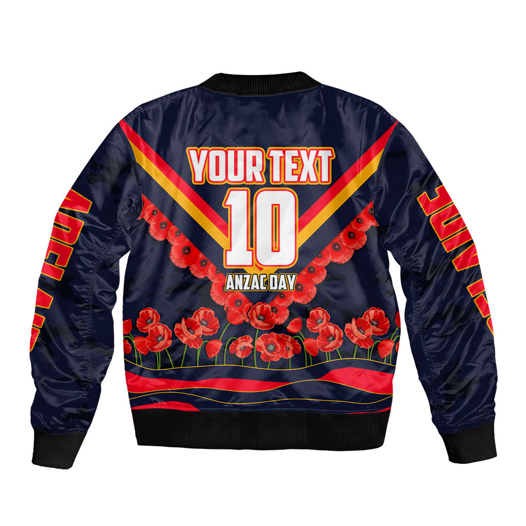 Personalised Adelaide Crows ANZAC Bomber Jacket Military Remembrance Australian Football Mascot Camouflage