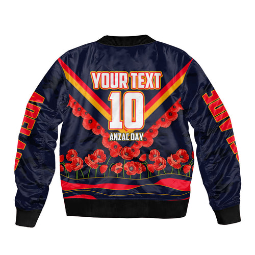 Personalised Adelaide Crows ANZAC Bomber Jacket Military Remembrance Australian Football Mascot Camouflage