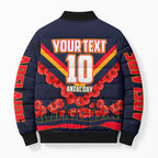 Personalised Adelaide Crows ANZAC Bomber Puffer Jacket Military Remembrance Australian Football Mascot Camouflage
