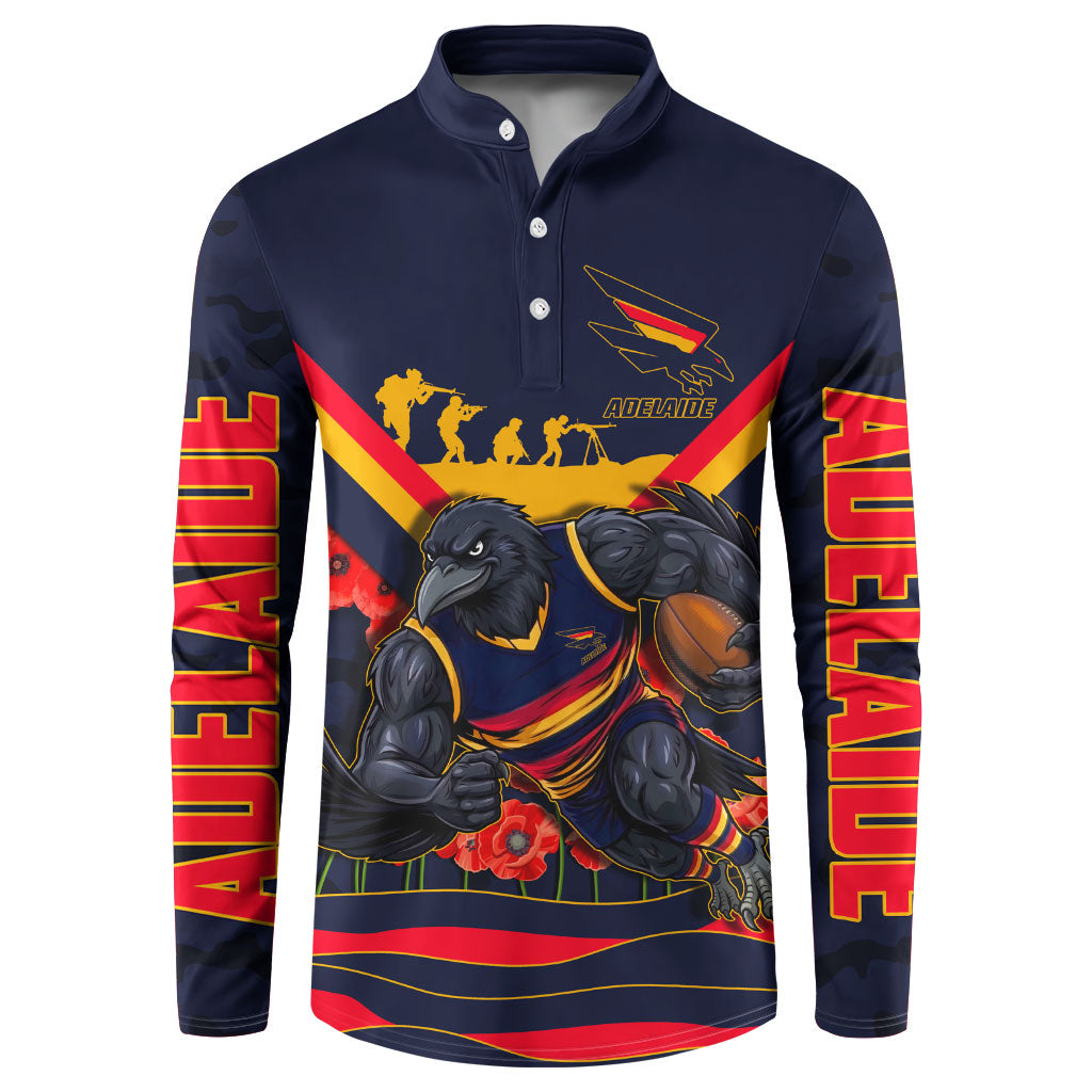 Personalised Adelaide Crows ANZAC Button Sweatshirt Military Remembrance Australian Football Mascot Camouflage