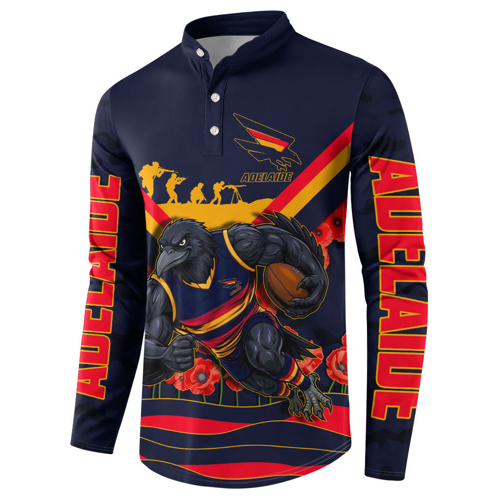 Personalised Adelaide Crows ANZAC Button Sweatshirt Military Remembrance Australian Football Mascot Camouflage