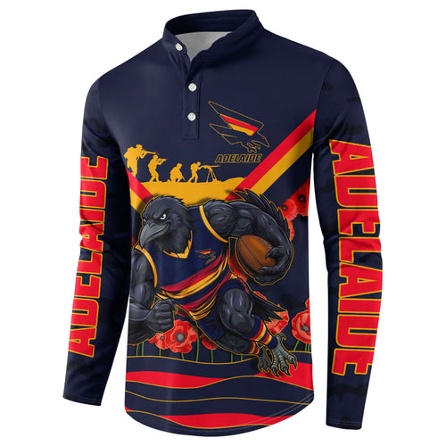 Personalised Adelaide Crows ANZAC Button Sweatshirt Military Remembrance Australian Football Mascot Camouflage