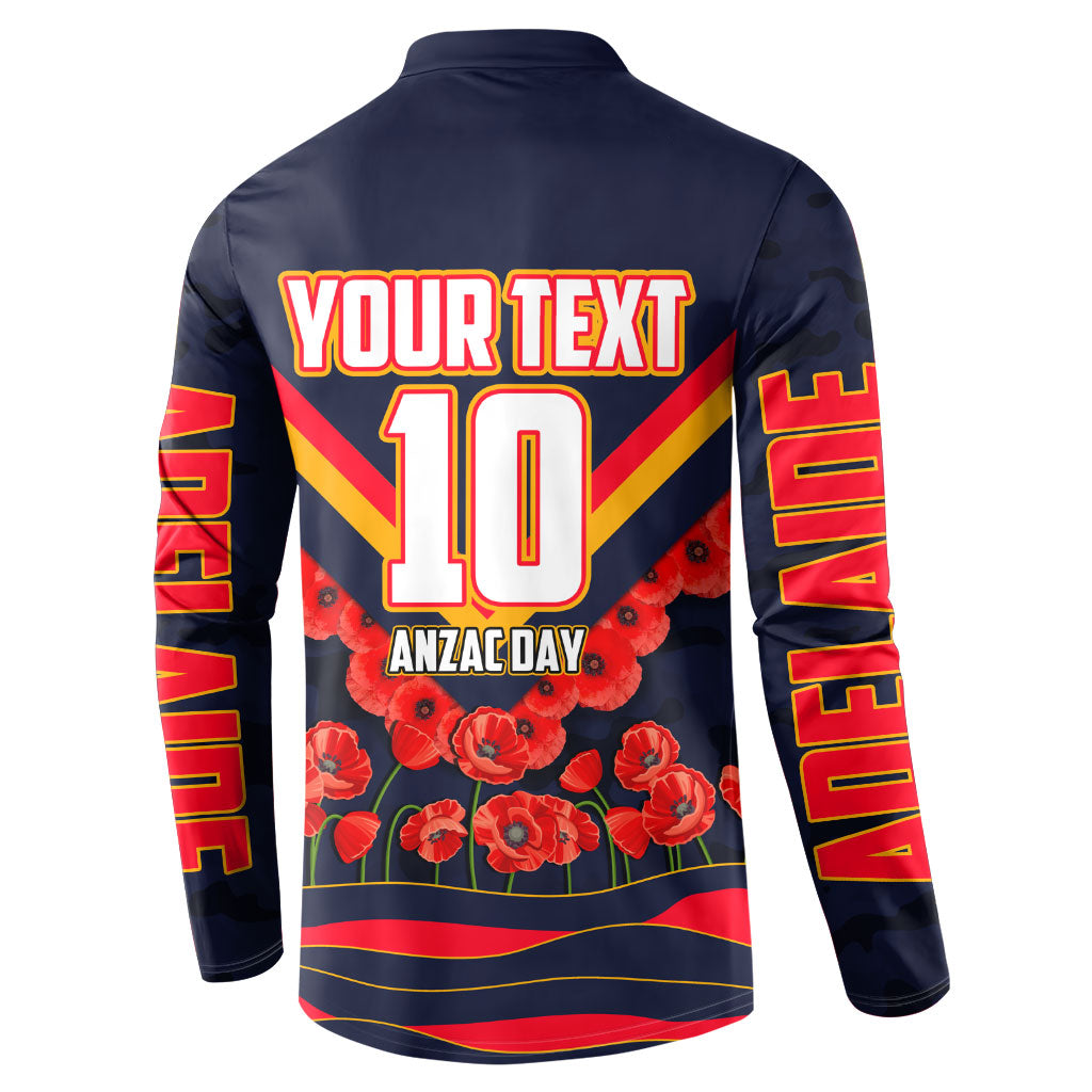 Personalised Adelaide Crows ANZAC Button Sweatshirt Military Remembrance Australian Football Mascot Camouflage