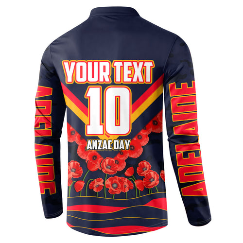Personalised Adelaide Crows ANZAC Button Sweatshirt Military Remembrance Australian Football Mascot Camouflage