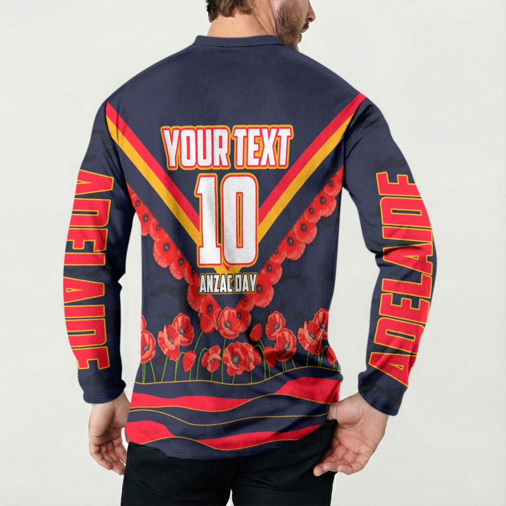 Personalised Adelaide Crows ANZAC Button Sweatshirt Military Remembrance Australian Football Mascot Camouflage