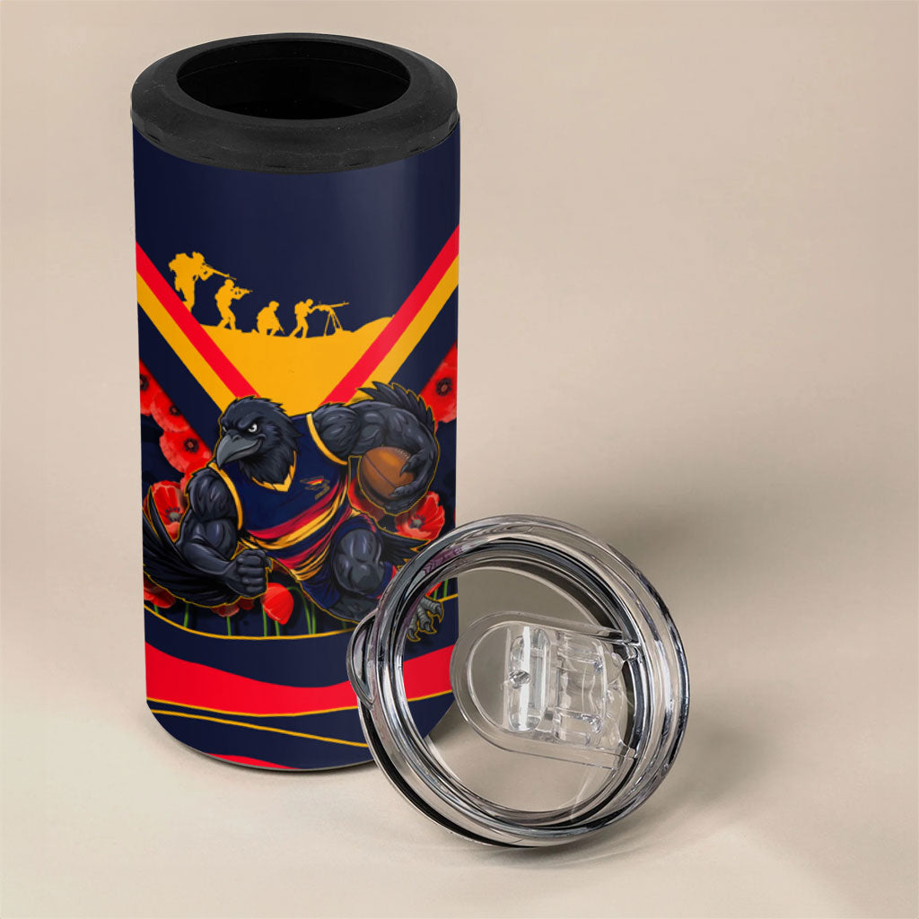 Personalised Adelaide Crows ANZAC 4 in 1 Can Cooler Tumbler Military Remembrance Australian Football Mascot Camouflage