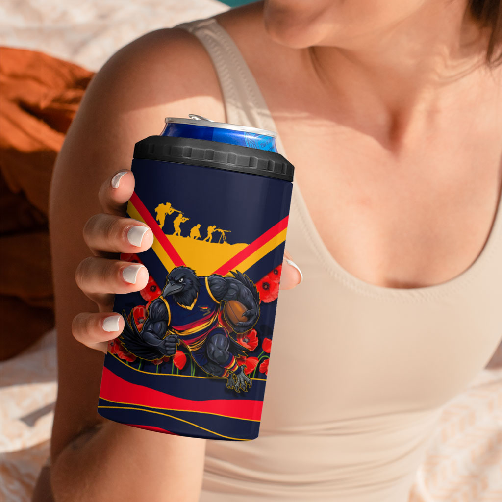 Personalised Adelaide Crows ANZAC 4 in 1 Can Cooler Tumbler Military Remembrance Australian Football Mascot Camouflage