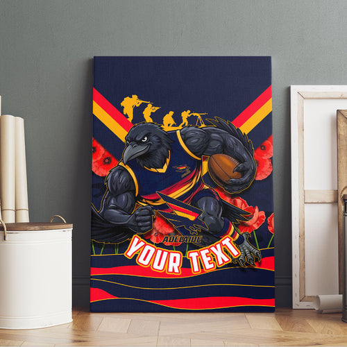 Personalised Adelaide Crows ANZAC Canvas Wall Art Military Remembrance Australian Football Mascot Camouflage