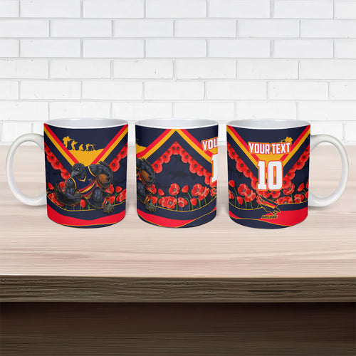 Personalised Adelaide Crows ANZAC Ceramic Mug Military Remembrance Australian Football Mascot Camouflage