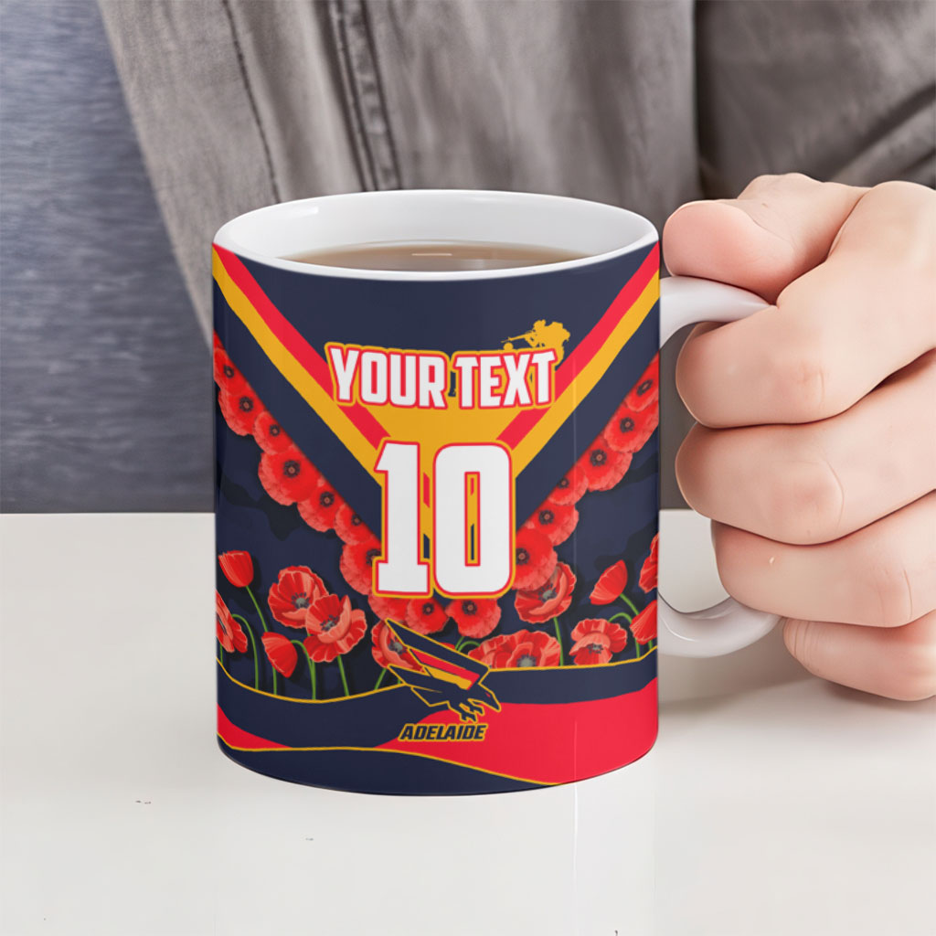 Personalised Adelaide Crows ANZAC Ceramic Mug Military Remembrance Australian Football Mascot Camouflage
