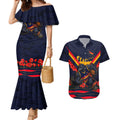 Personalised Adelaide Crows ANZAC Couples Matching Mermaid Dress and Hawaiian Shirt Military Remembrance Australian Football Mascot Camouflage