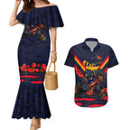 Personalised Adelaide Crows ANZAC Couples Matching Mermaid Dress and Hawaiian Shirt Military Remembrance Australian Football Mascot Camouflage