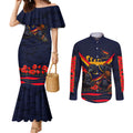 Personalised Adelaide Crows ANZAC Couples Matching Mermaid Dress and Long Sleeve Button Shirt Military Remembrance Australian Football Mascot Camouflage