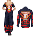 Personalised Adelaide Crows ANZAC Couples Matching Summer Maxi Dress and Long Sleeve Button Shirt Military Remembrance Australian Football Mascot Camouflage