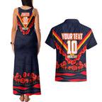 Personalised Adelaide Crows ANZAC Couples Matching Tank Maxi Dress and Hawaiian Shirt Military Remembrance Australian Football Mascot Camouflage