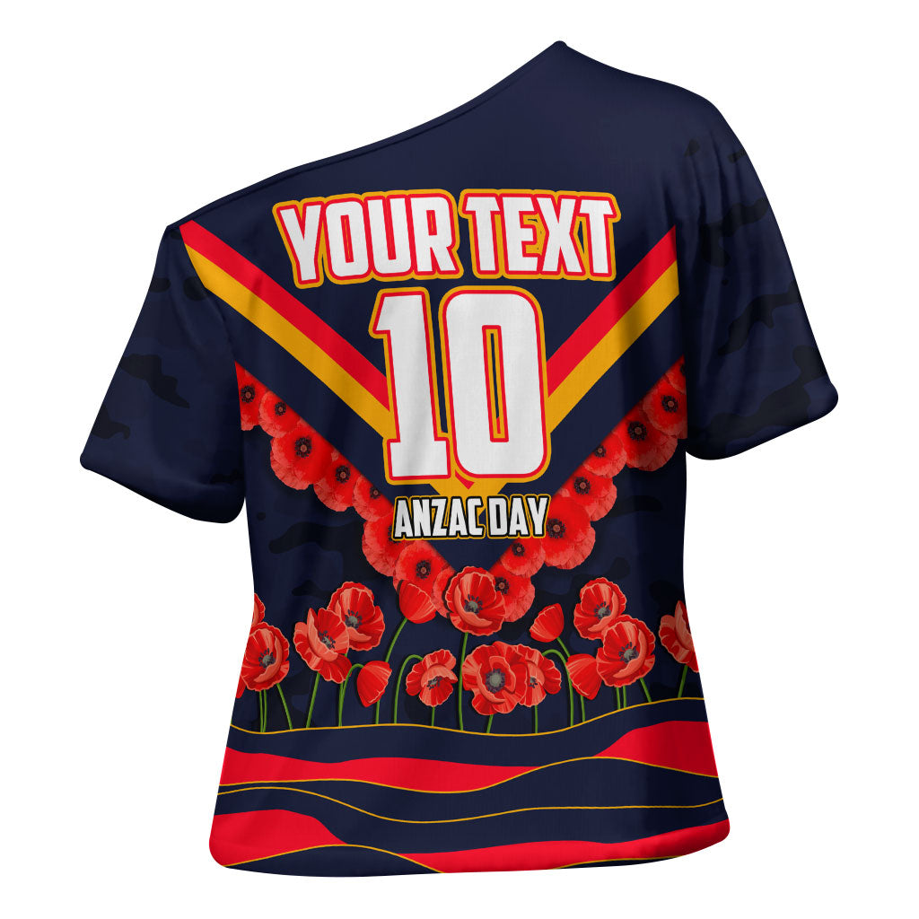 Personalised Adelaide Crows ANZAC Cross Shoulder Shirt Military Remembrance Australian Football Mascot Camouflage