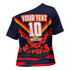 Personalised Adelaide Crows ANZAC Cross Shoulder Shirt Military Remembrance Australian Football Mascot Camouflage
