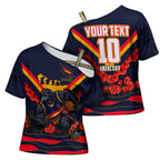 Personalised Adelaide Crows ANZAC Cross Shoulder Shirt Military Remembrance Australian Football Mascot Camouflage