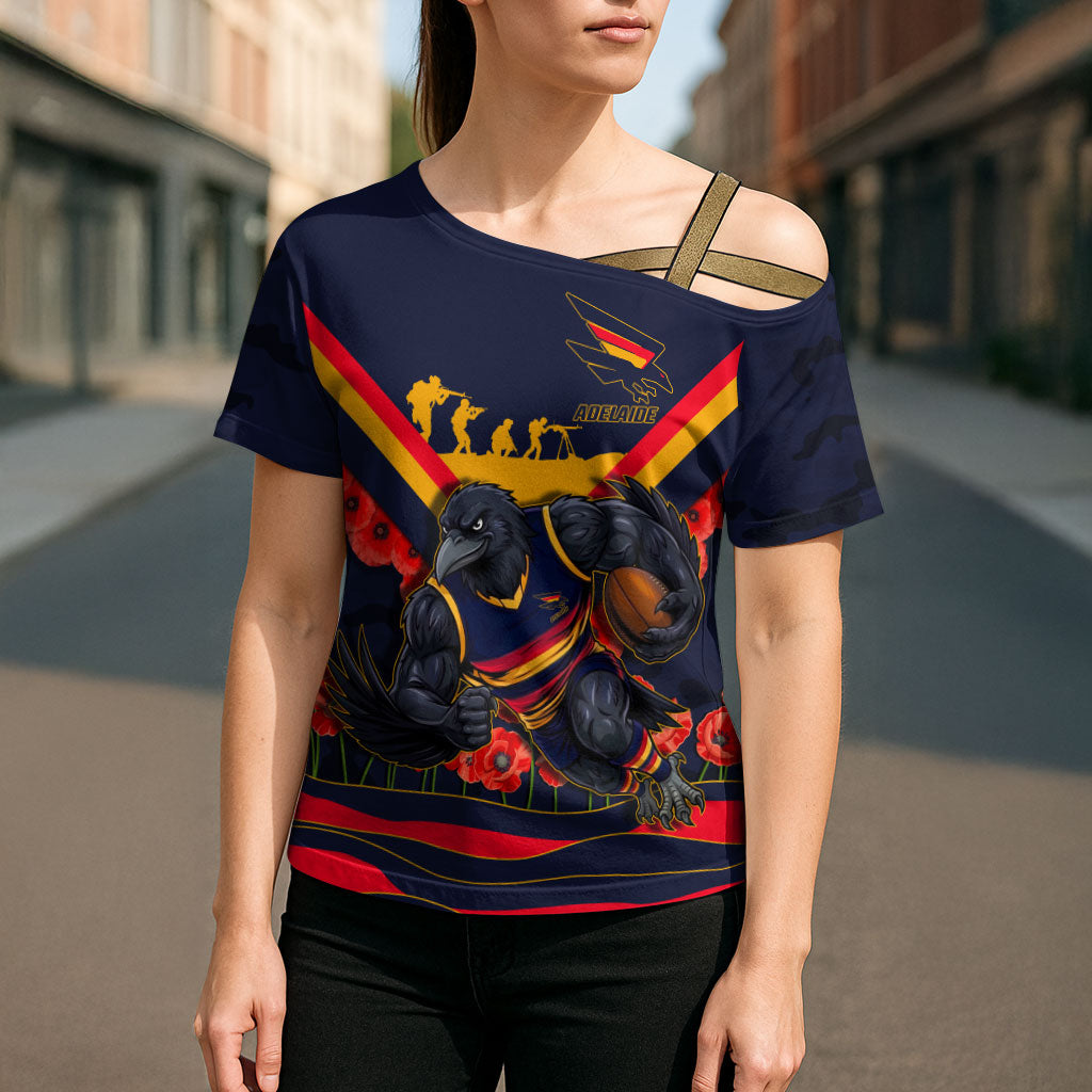 Personalised Adelaide Crows ANZAC Cross Shoulder Shirt Military Remembrance Australian Football Mascot Camouflage