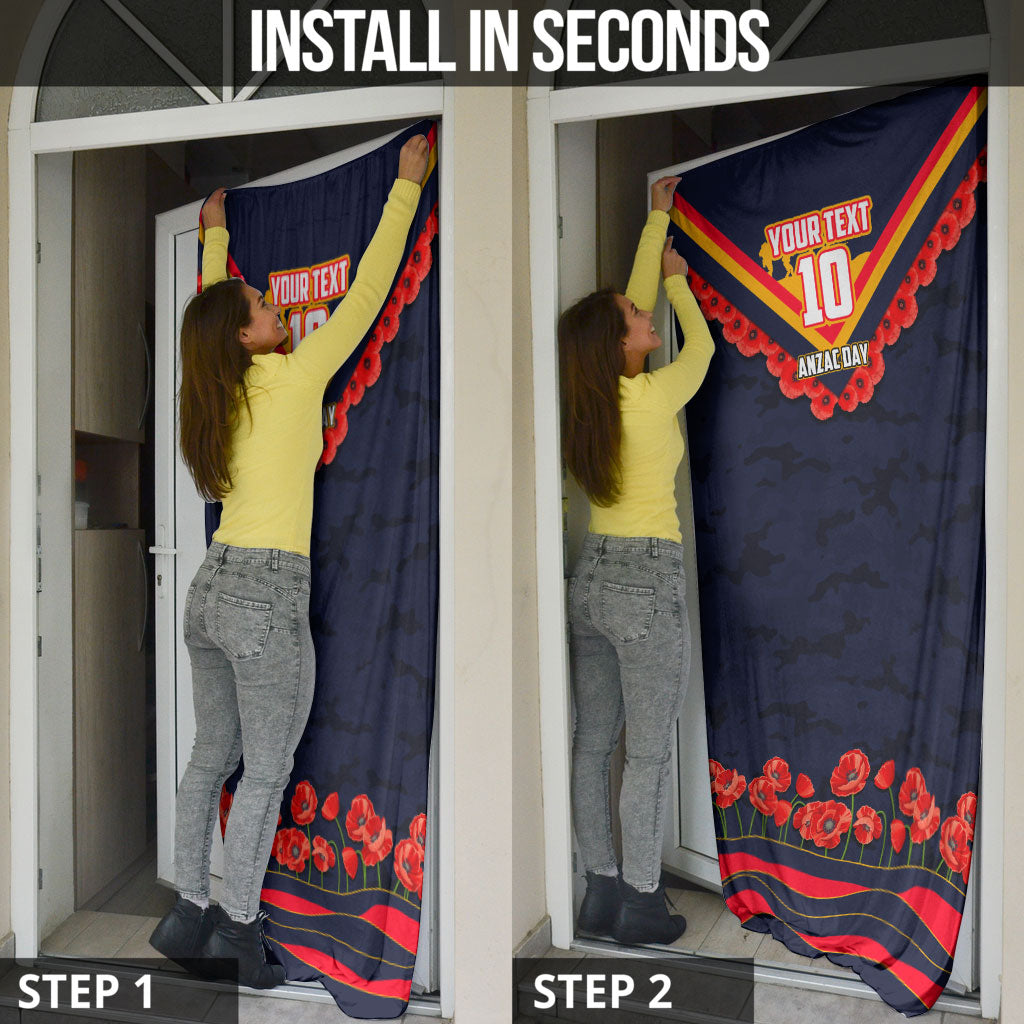 Personalised Adelaide Crows ANZAC Door Cover Military Remembrance Australian Football Mascot Camouflage